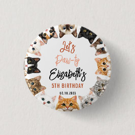 Let's Pawty Cat 5th Birthday | Custom Birthday Kid 缶バッジ
