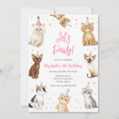 Let's Pawty Cat Kitten Birthday Party Invitation 招待状 (正面)