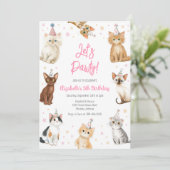 Let's Pawty Cat Kitten Birthday Party Invitation 招待状 (スタンド正面)