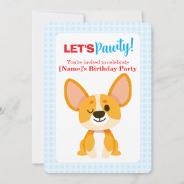 Let's Pawty Corgi Birthday 招待状