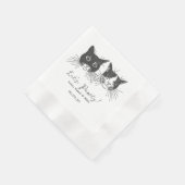 Let's Pawty Custom Cat Drawn Cocktail Wedding 縁ありカクテルナプキン (角)