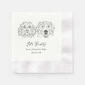 Let's Pawty Custom Dog Drawn Cocktail Wedding 縁ありカクテルナプキン (正面)