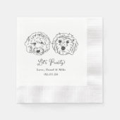 Let's Pawty Custom Dog Drawn Cocktail Wedding 縁ありカクテルナプキン (正面)