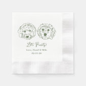 Let's Pawty Custom Dog Drawn Cocktail Wedding 縁ありカクテルナプキン (正面)
