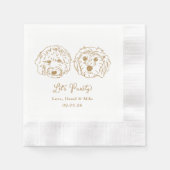 Let's Pawty Custom Dog Drawn Cocktail Wedding 縁ありカクテルナプキン (正面)