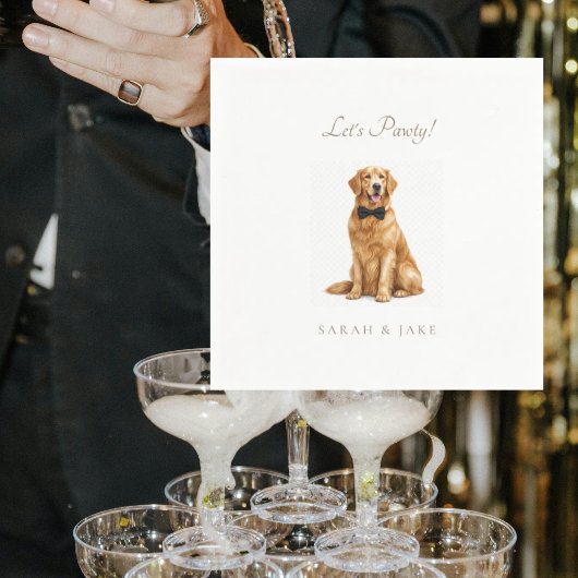 Let's Pawty! Custom Pet Bow Tie Wedding Napkins スタンダードカクテルナプキン