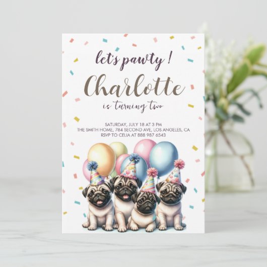 Let's pawty Dog birthday 招待状 (スタンド正面)