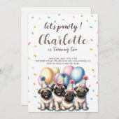 Let's pawty Dog birthday 招待状 (正面/裏面)