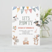 Let's Pawty Funny Dog Birthday Party 招待状 (スタンド正面)