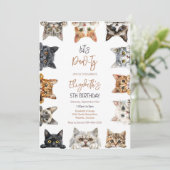 Let's Pawty Kitten Party Cat Birthday Invitation 招待状 (スタンド正面)