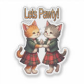 Lets Pawty Orange Cats Dancing Ceilidh Celebration シール (正面)