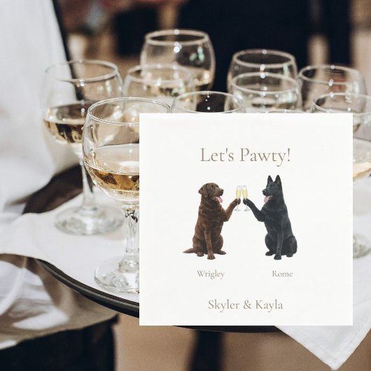 Let's Pawty! Personalized 2 Pets Toasting Cocktail スタンダードカクテルナプキン