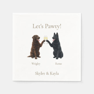Let's Pawty! Personalized 2 Pets Toasting Cocktail スタンダードカクテルナプキン