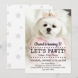 Let's Pawty Photo Pet誕生日パーティー 招待状