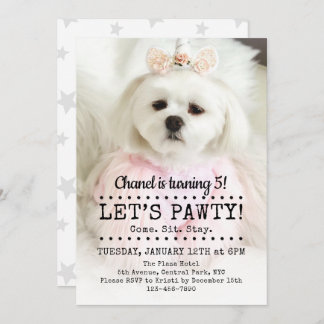 Let's Pawty Photo Pet誕生日パーティー 招待状