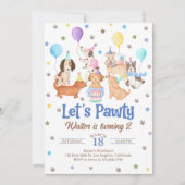 Let's Pawty Puppy Dog Birthday Invitation for Boy 招待状 (正面)