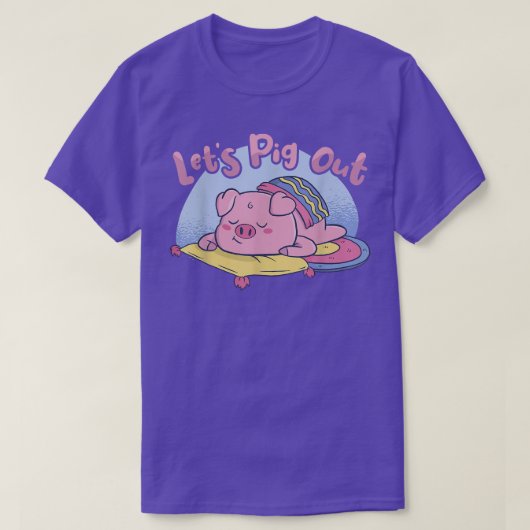 Let's Pig Out BBQ Pig Roast Barbecue Tシャツ (デザイン正面)