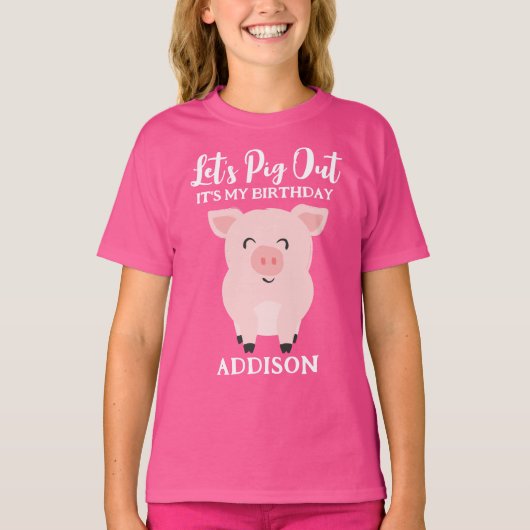 Let's Pig Out Farm Animal Birthday Party Shirt Tシャツ (正面)