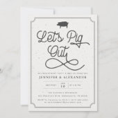 Let's Pig Out Green I do BBQ婚約パーティ 招待状 (正面)