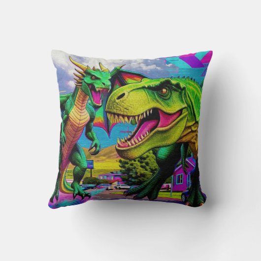 Lets Play - Green Dragon and Dinosaur クッション (裏面)