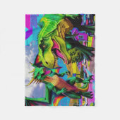 Lets Play - Green Dragon and Dinosaur フリースブランケット (正面)