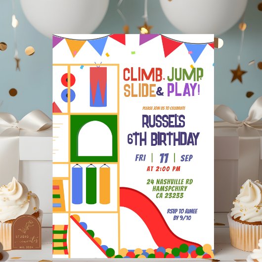 Let's Play Indoor Playground Birthday Invitation 招待状