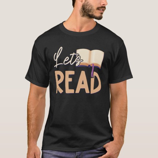 Lets Read Teacher Reading Books And Bookworm Libra Tシャツ (正面)