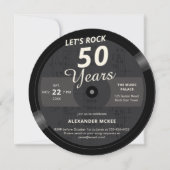 Let's Rock 50年の音楽LPヴィンテージ50誕生日 招待状 (正面)