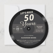 Let's Rock 50年ヴィンテージレコードのラベル誕生日 招待状 (正面)