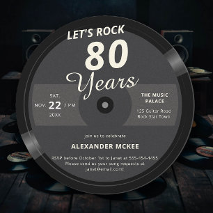 Let's Rock 80年ヴィンテージレコード80誕生日 招待状