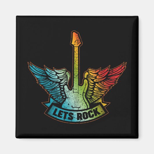 Let's Rock Legend Rock And Roll Music Guitar マグネット (正面)