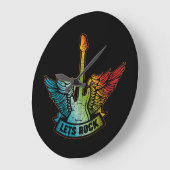 Let's Rock Legend Rock And Roll Music Guitar ラージ壁時計 (傾斜)