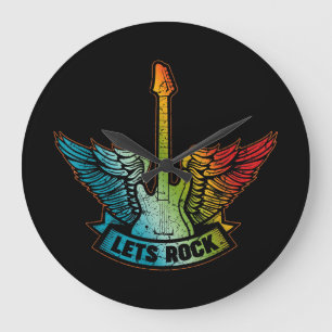 Let's Rock Legend Rock And Roll Music Guitar ラージ壁時計