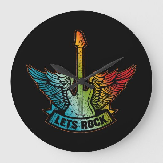 Let's Rock Legend Rock And Roll Music Guitar ラージ壁時計 (正面)