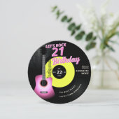 Let's Rock Pink Guitar Music エレガント 21th Birthday 招待状 (スタンド正面)