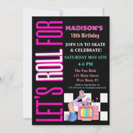 Let's Roll For、ローラー スケート グロー パーティー 招待状