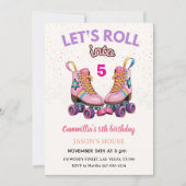Let's Roll into 5 Retro Roller Skate Birthday 招待状 (正面)