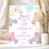 Lets Roll Roller Skate Girl Birthday Welcome ポスター
