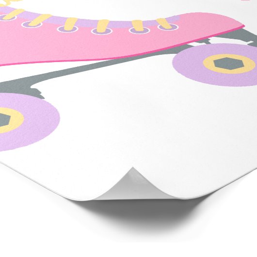 Lets Roll Roller Skate Girl Birthday Welcome ポスター (角)