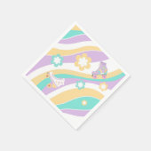Lets Roll Roller Skate Groovy Girl Birthday Pastel スタンダードカクテルナプキン (角)