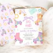 Lets Roll Roller Skate Skating Bow Girl Birthday 招待状