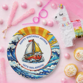 Let's Sail-abrate | Sailboat Themed Boy's Birthday ペーパープレート (パーティー)