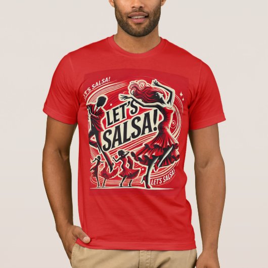 Let's Salsa」はっきりしたとSalsa Dance T-Shirt Tシャツ (正面)
