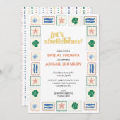 Let's Shellabrate Seashell Bridal Shower 招待状 (正面/裏面)