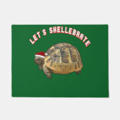 Lets Shellebrate Christmas Tortoise Wearing Santa  ドアマット (正面)