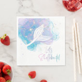 Lets Shellebrate Mermaid Tail Waterカラー誕生日 スタンダードランチョンナプキン (インサイチュ)