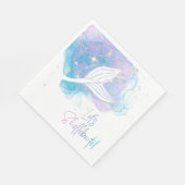 Lets Shellebrate Mermaid Tail Waterカラー誕生日 スタンダードランチョンナプキン (角)