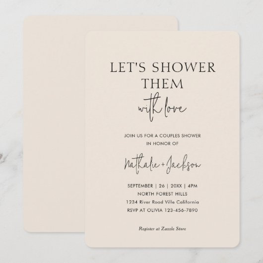 Let's Shower Them With Love | Boho Shower Bridal 招待状 (正面/裏面)