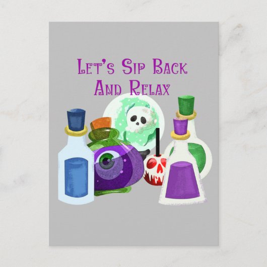 Let's Sip Back And - Halloweenポリラックスーション ポストカード (正面)