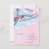 "Let's skate" figure ice skating birthday party 招待状 (正面)